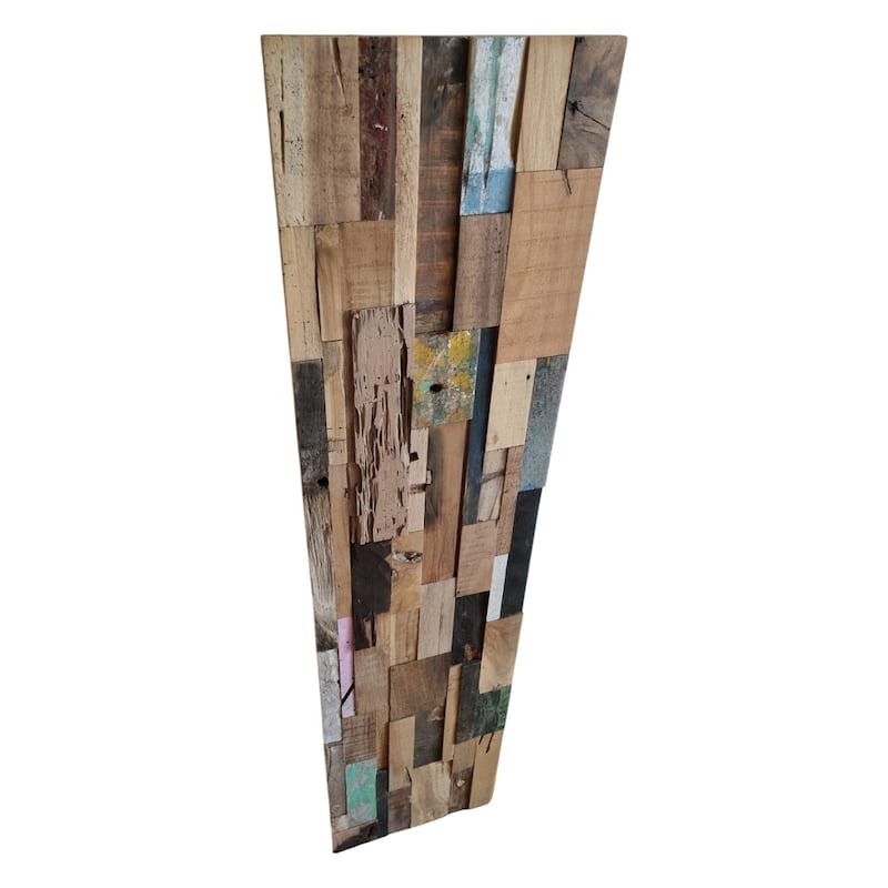 HomeRoots Brown And Rustic Patina 3D Embossed Teak Reclaimed Wood Decorative Wall Panels - 47.75' X '11.75' X '0.75