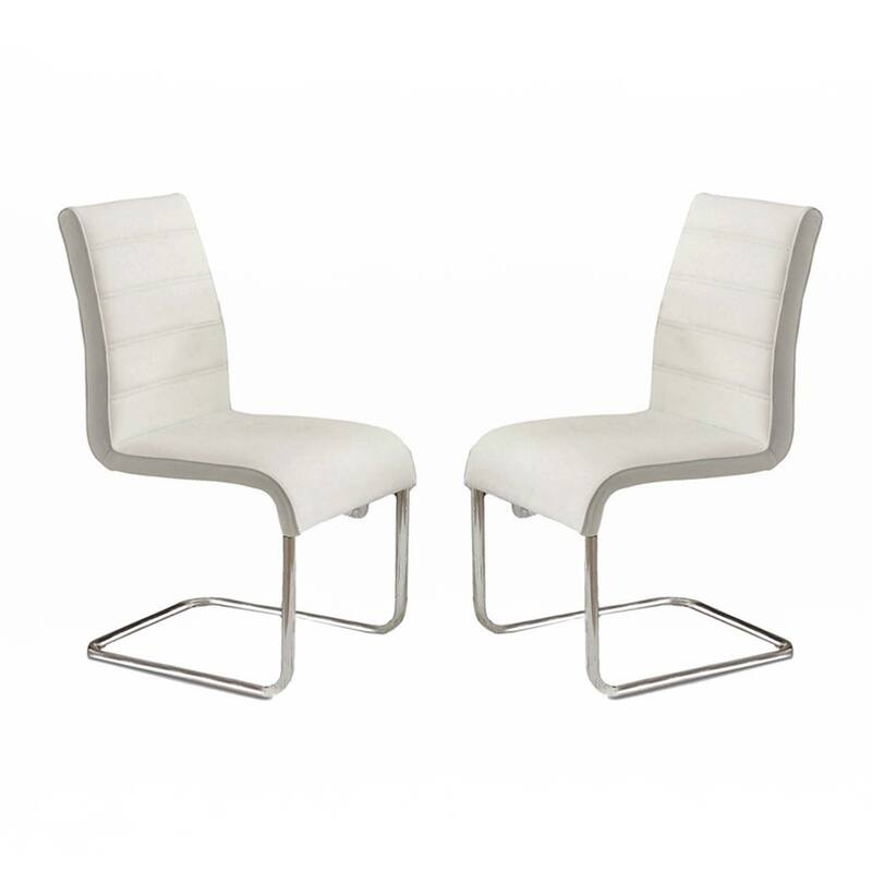 Set of 2 Padded Leatherette Side Chiars - White
