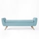 preview thumbnail 29 of 43, HomePop Modern Sherpa Storage Bench with Wood Legs - Cream