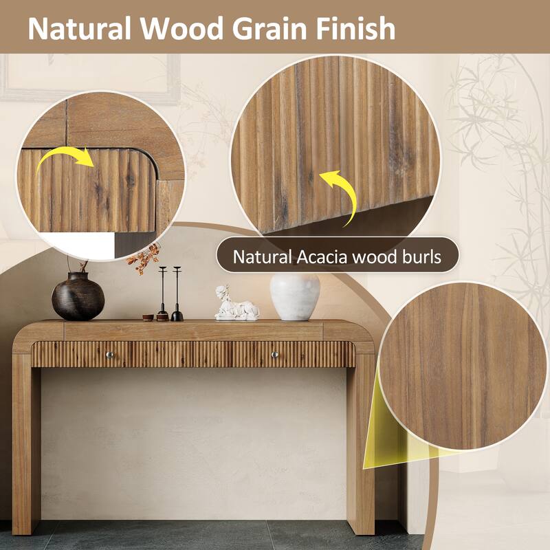 Wood Console Table Rectangular Sofa Table Behind Couch Table with 2 Drawer, Narrow Entryway Table Accent Table for Living Room