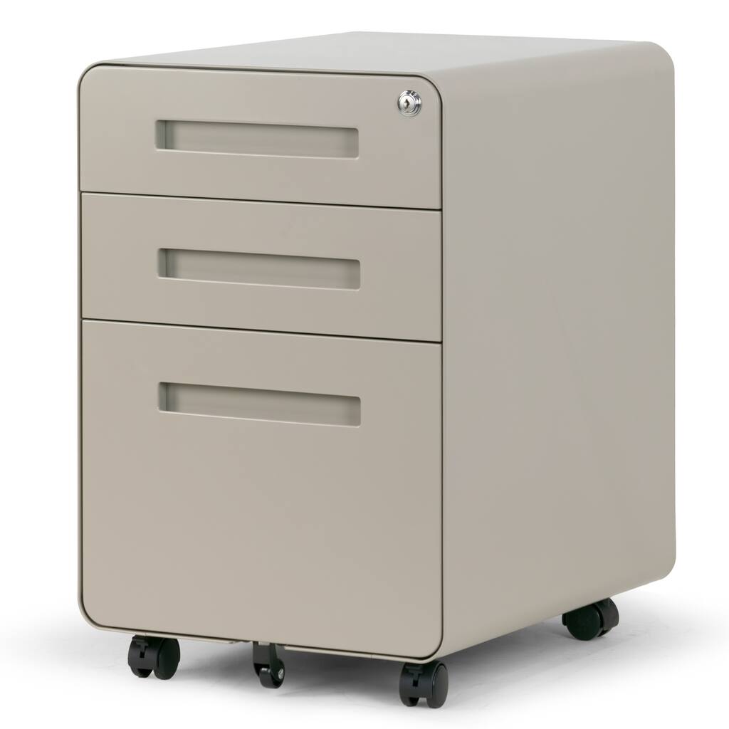 Grey 3-Drawer File Cabinet with lock and Wheels
