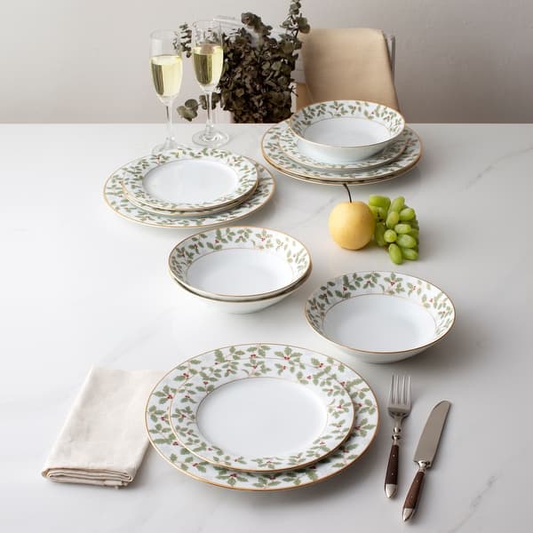 Noritake Holly & Berry Gold 12-Piece Set, Service For 4