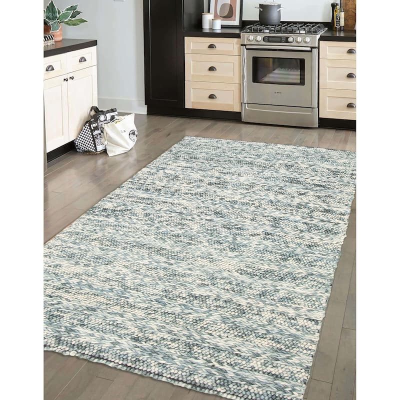 ECARPETGALLERY Braid weave Sienna Teal Wool Rug - 4'10 x 6'11