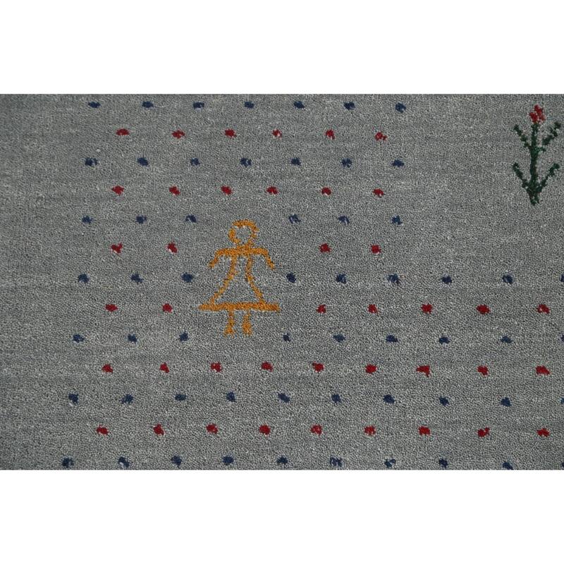 Silver Gray Gabbeh Indian Area Rug Handmade Wool Carpet - 7'7"x 9'9"