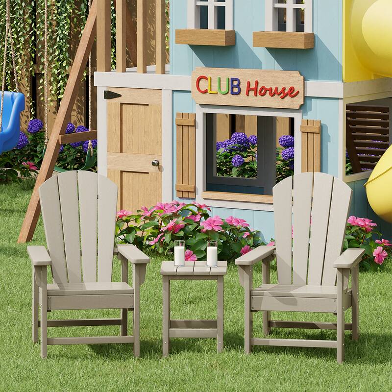 Laguna Kids Outdoor Poly Adirondack Chair With Side Table 3-Piece Set