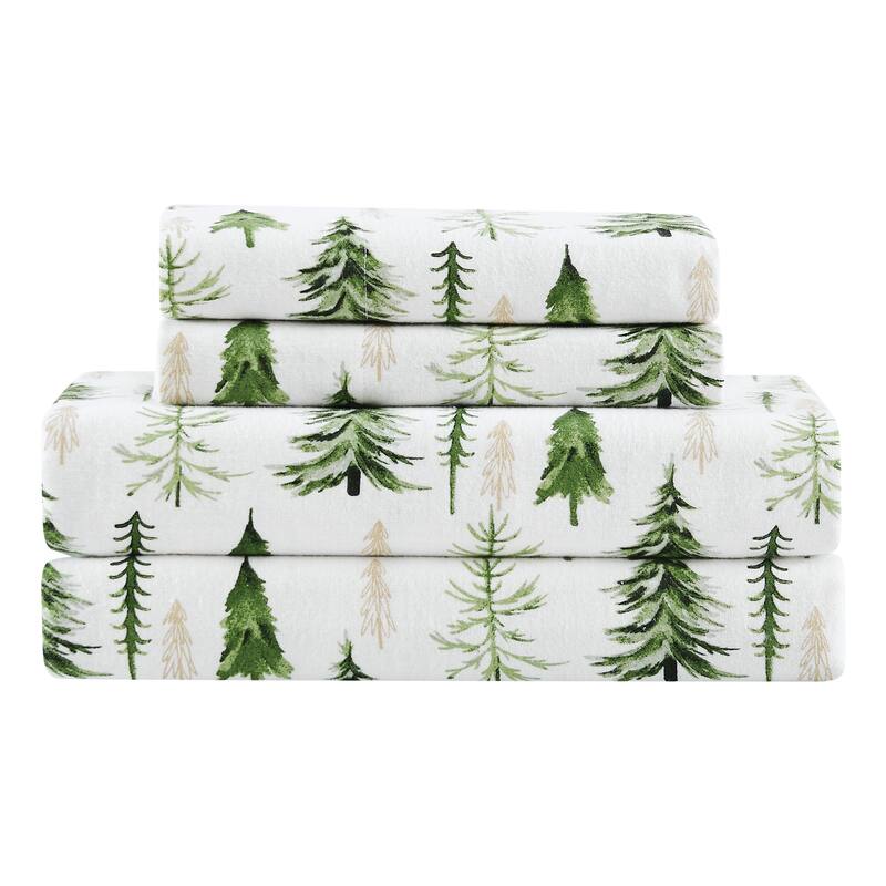 Truly Soft Printed and Solid Cotton Flannel 4 Piece Sheet Set