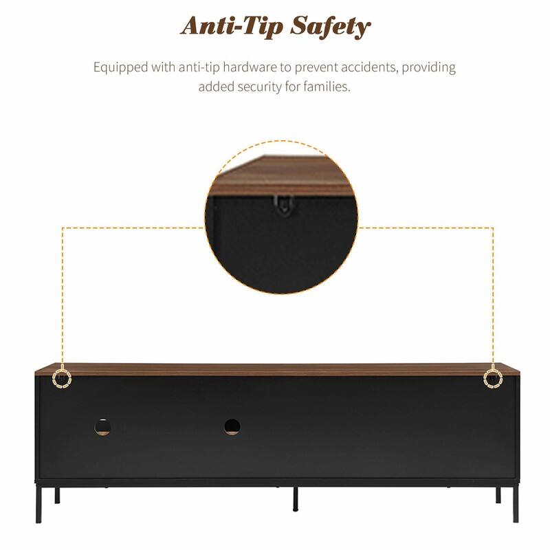 70.8'' Modern TV Stand for TVs up to 75", Entertainment Center with Storage, Sliding Doors