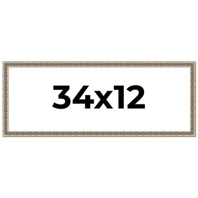 34x12 Frame Silver Versailles Ornate Solid Wood Picture Frame | 1 Inch