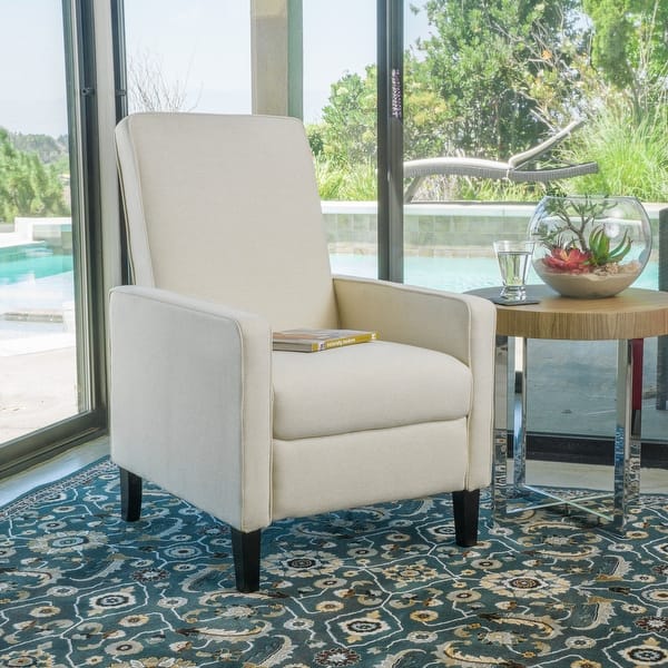 slide 2 of 13, Dalton Fabric Pushback Recliner Club Armchair by Christopher Knight Home Beige