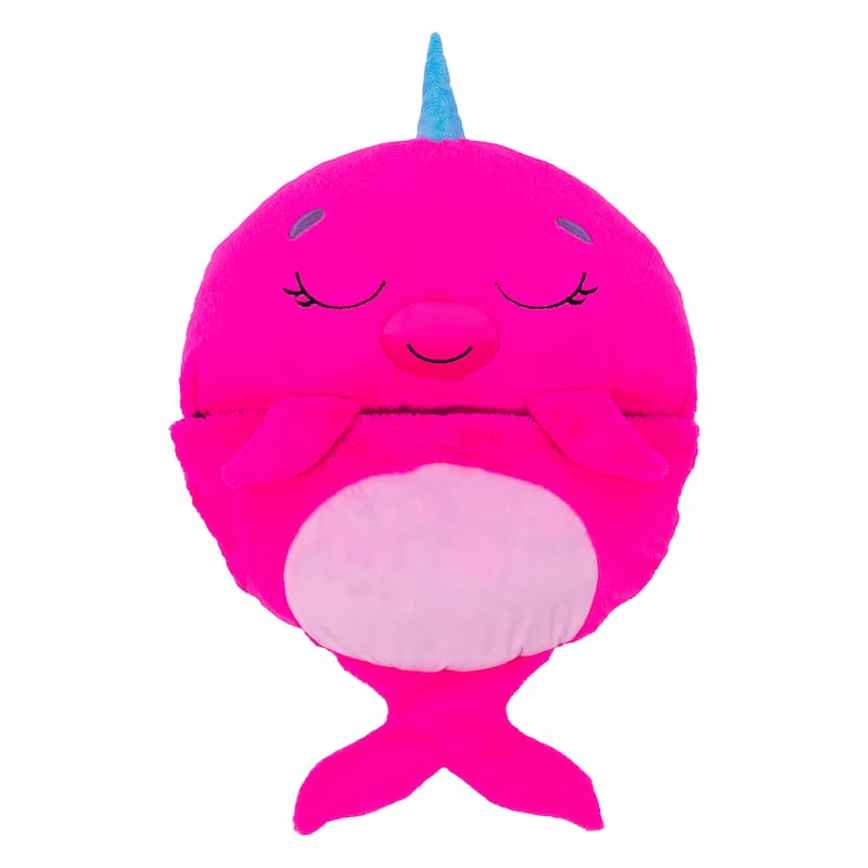 Happy Nappers: Pillow & Sleepy Sack: Large - Neil The Pink Narwhal - 7+
