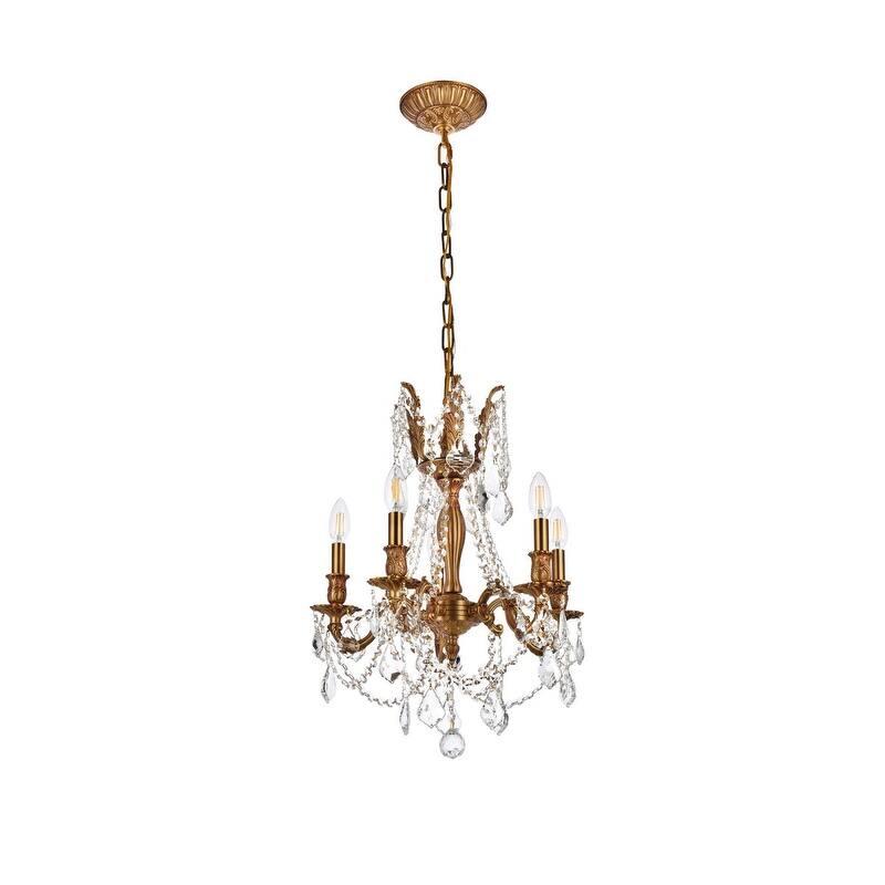 Somette Meilen 5-light Royal Cut Crystal and French Gold Chandelier