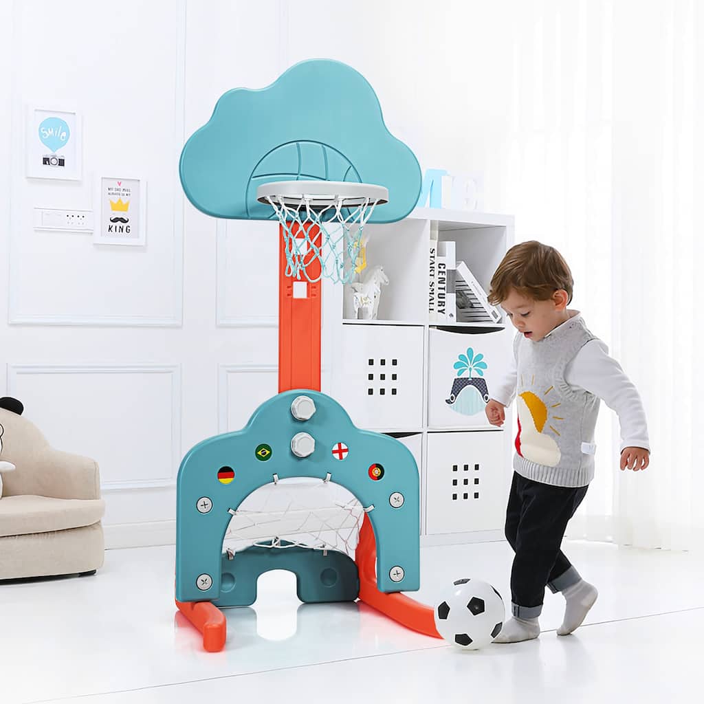 Kids 3-in-1 Basketball Hoop Toddler Sports Activity Center