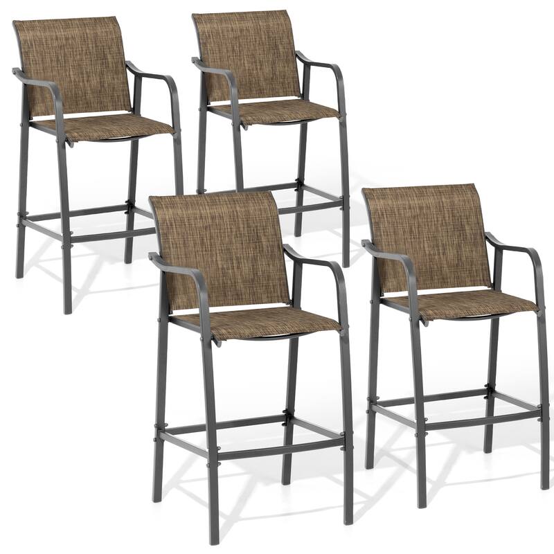 Pellebant Outdoor Bar Height Barstools Dining Chairs - Earth - 4-Piece