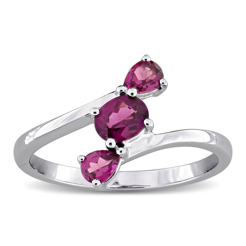 Miadora Multi-Gem Three Stone Bypass Ring Sterling Silver