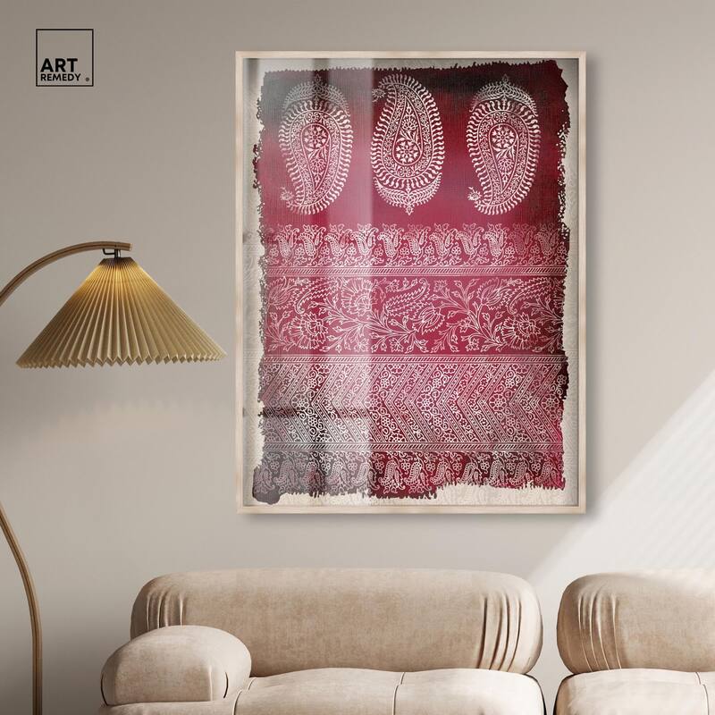 Burgundy Stamps Shadowbox by Art Remedy