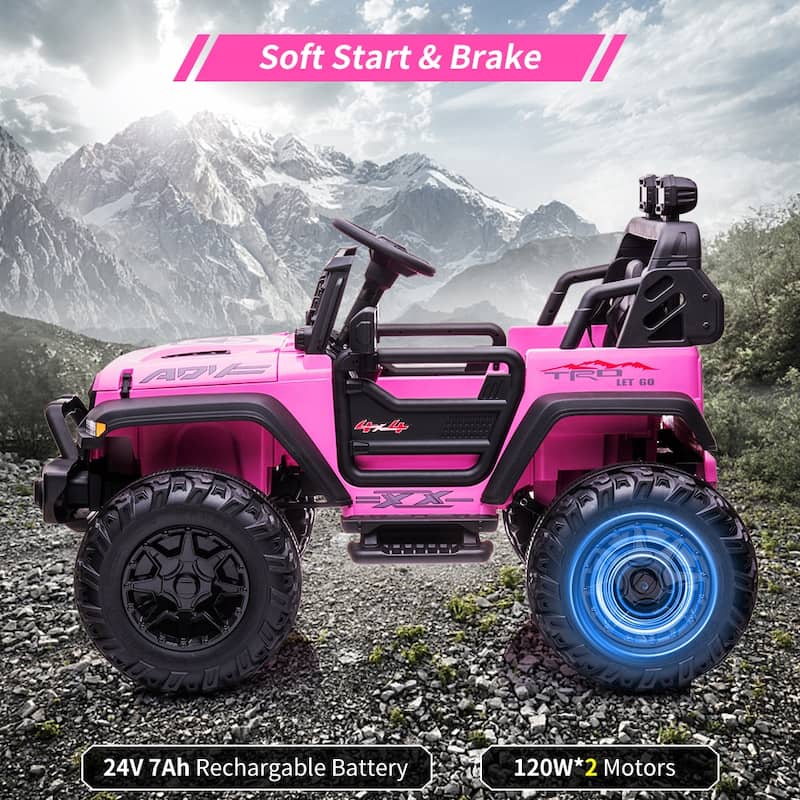 2 Seaters 20" Large Seat 24V Kids Ride On Car with Remote Control