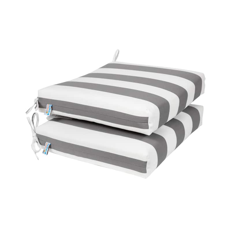 Island Retreat All-Weather Outdoor Striped Seat Cushion (Set of 2)
