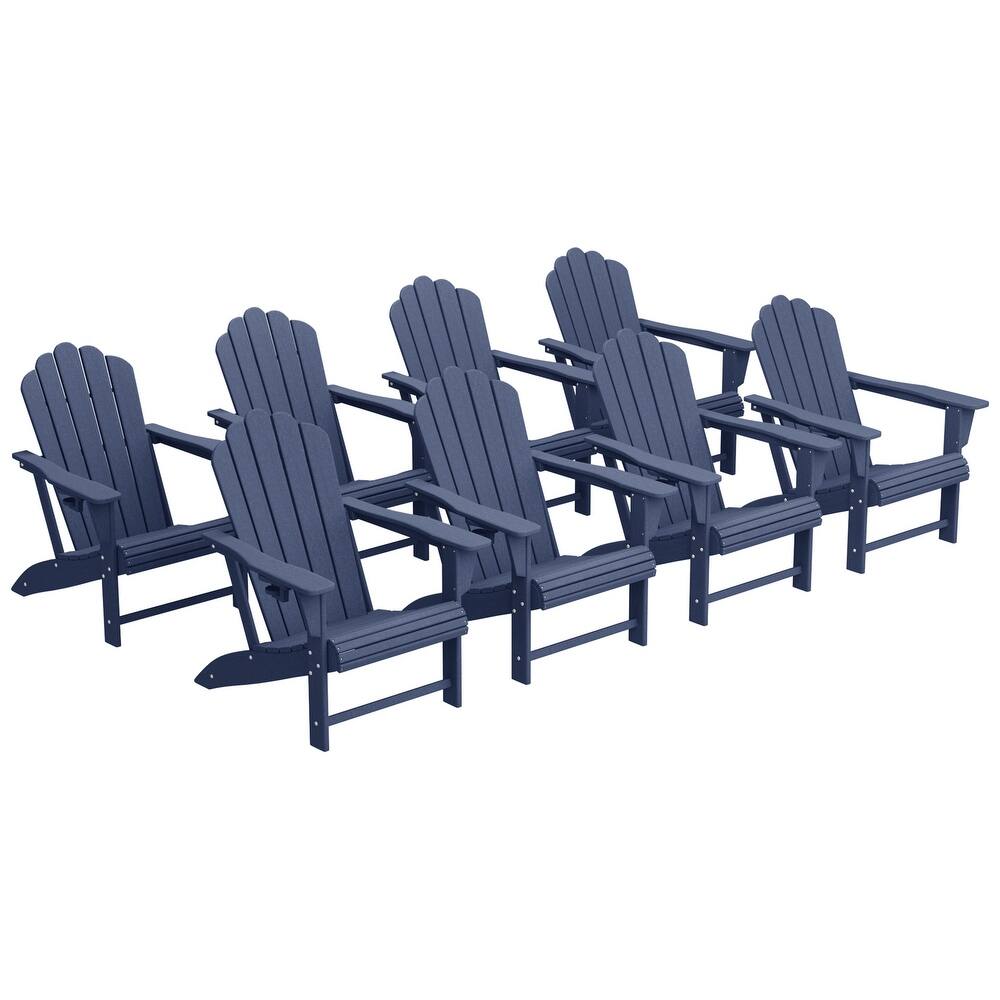 Aderson Outdoor Poly Adirondack Chairs with Cupholders (Set of 8)