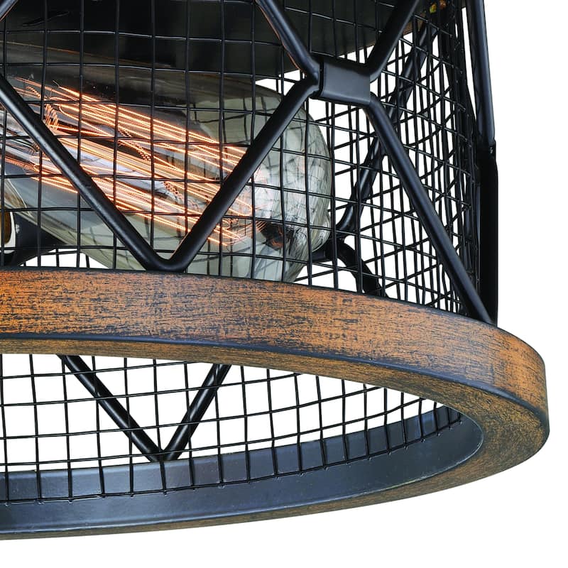 Bremerton 13-in W Bronze Wire Cage Industrial Flush Mount Ceiling Light - 13-in W x 6.25-in H x 13-in D