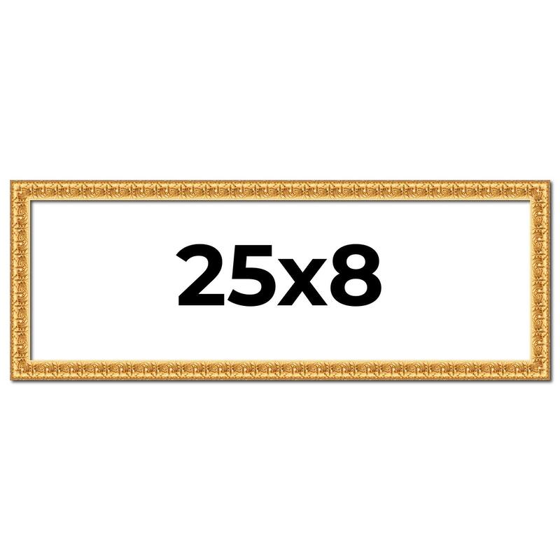 25x8 Frame Gold Real Wood Picture Frame Width 1 inches | Interior