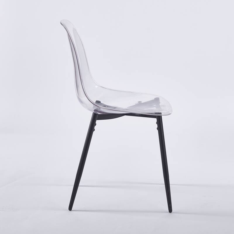 Transparent Shell Dining Chairs, Metal Legs Modern Design, Set of 4
