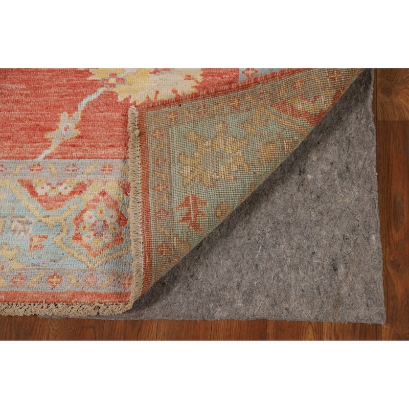 Vegetable Dye Oushak Turkish Rug Oriental Hand-Knotted Wool Carpet - 5'0"x 6'11"