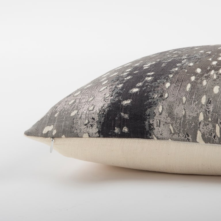 Rizzy Home Grey and Silver Metallic Abstract Lumbar Throw Pillow
