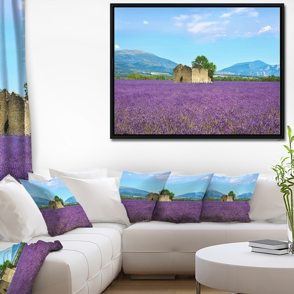 Designart 'Old House and Tree in Lavender Field' Landscape Framed Canvas Art. Opens flyout.