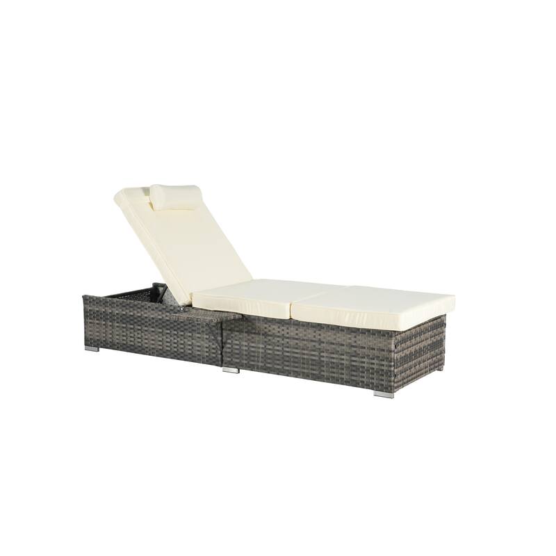 GDFStudio - Amelia Outdoor Chaise Lounge Chair Set of 2 with Adjustable Recline and Side Table for Poolside Relaxation