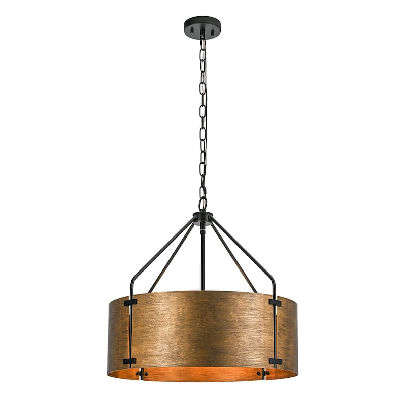4-Light Modern Industrial Drum Pendant Light with Bronze Finish - W22.05"