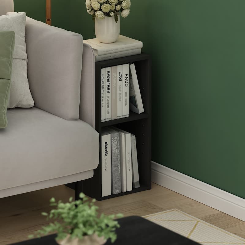 9.84 in. Tall Blackwood Wood 2-Shelf Bookcase