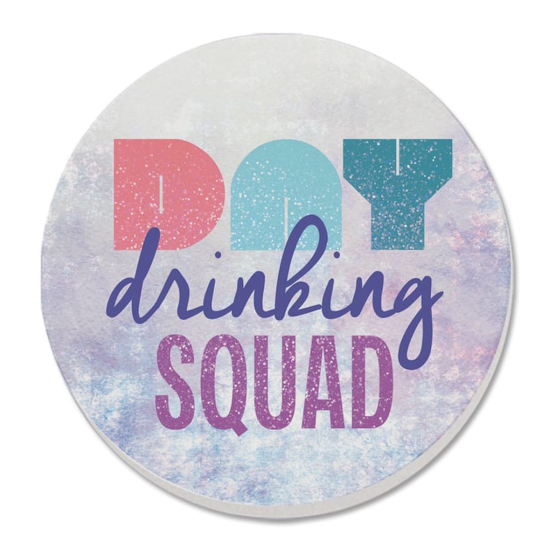 Squad 4 Pack Absorbent Stone Coaster with Protective Cork Backing Made in The USA 4" Round, Easily Wipes Clean