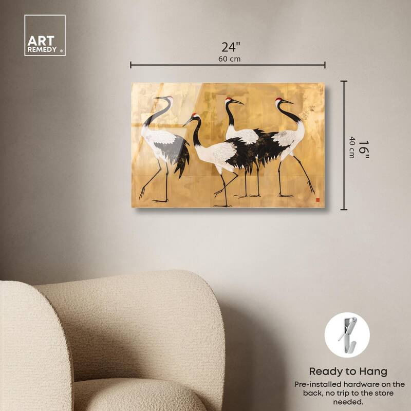 Birds of Gold Acrylic by Art Remedy, Ready to Hang