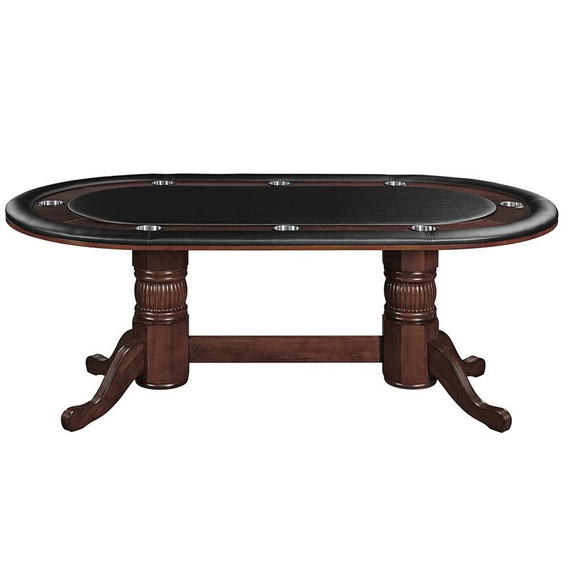 Wood 80 Inch Poker Table With Padded Vinyl Poker Surface By RAM Game Room - 80 INCH - Brown