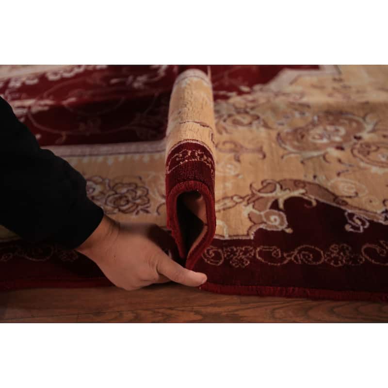 Victorian Style Kashan Turkish Area Rug Machine Made Red Carpet - 8'0" x 11'10"