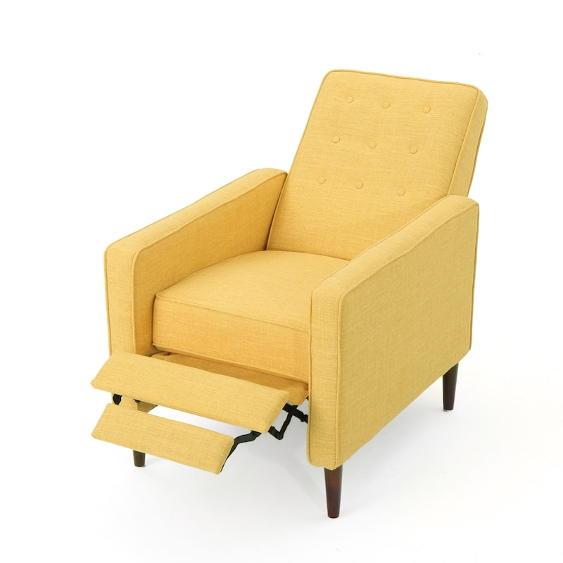 Mervynn Mid-Century Modern Button Tufted Fabric Recliner by Christopher Knight Home