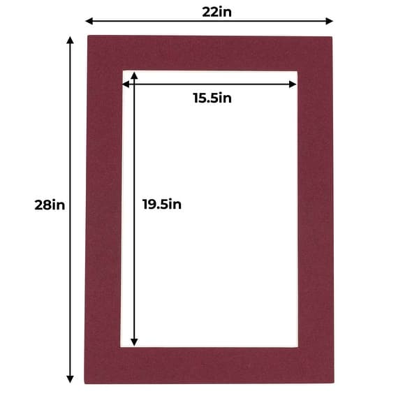 22x28 Mat for 16x20 Photo - Maroon Matboard for Frames Measuring 22 x ...