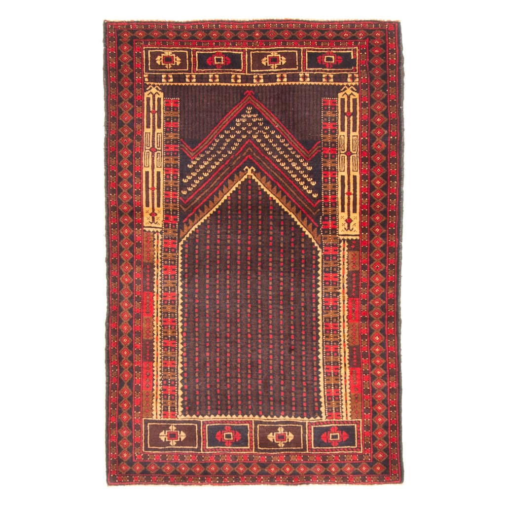 ECARPETGALLERY Hand-knotted Teimani Dark Brown Wool Rug - 2'11 x 4'8