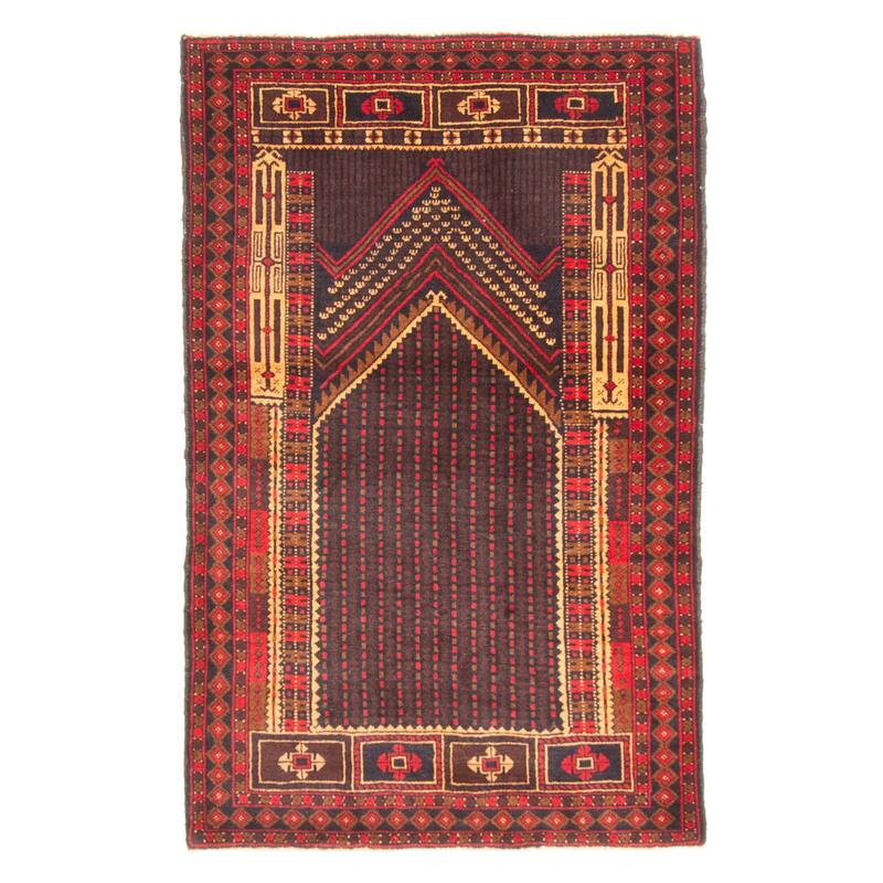 ECARPETGALLERY Hand-knotted Teimani Dark Brown Wool Rug - 2'11 x 4'8