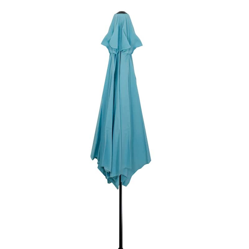 9ft Outdoor Patio Market Umbrella with Hand Crank Tilt, Turquoise Blue