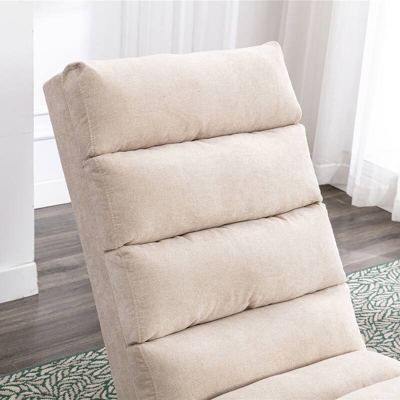 Beige Modern 21.65" High Back Upholstered Chaise Lounge Chair with Remote Control and Ergonomic Electric Massage