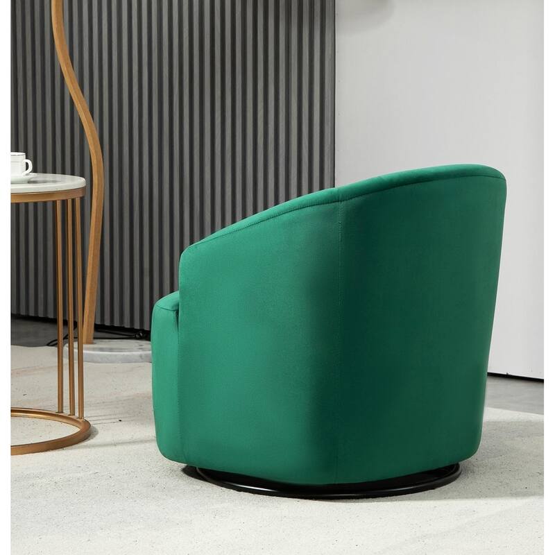 Accent Chair with Barrel-shaped Design and 360 Degree Swivel Feature