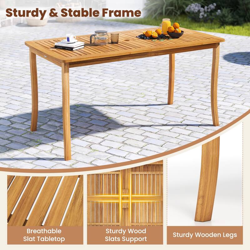 Gymax 3 Pieces Outdoor Dining Set for 4 People Patio Acacia Wood Table