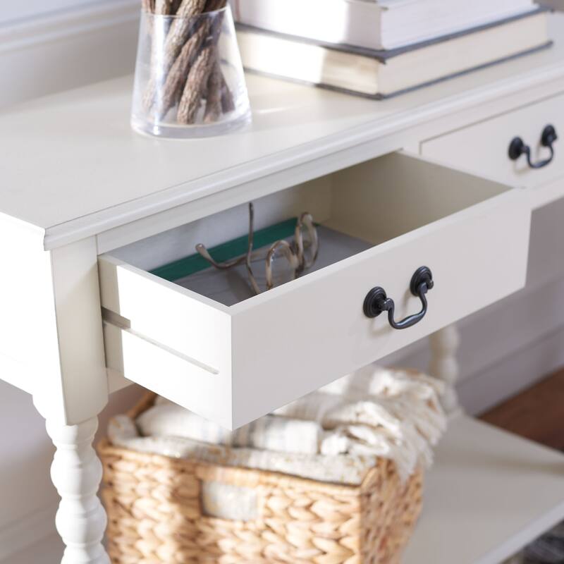 SAFAVIEH Henretta 2-Drawer Console Table - 35.5" W x 13" L x 29.5" H - 35.5" W x 13" L x 29.5" H - 36Wx13Dx30H - Distressed White