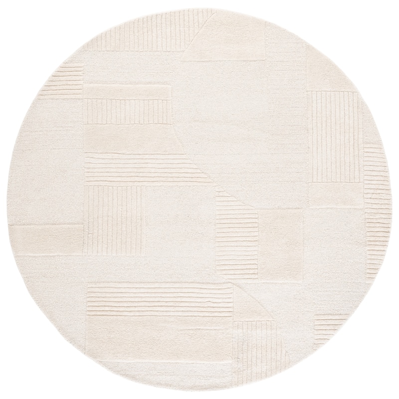 SAFAVIEH Handmade Harvest Fili Wool Rug - 6' Round - Ivory