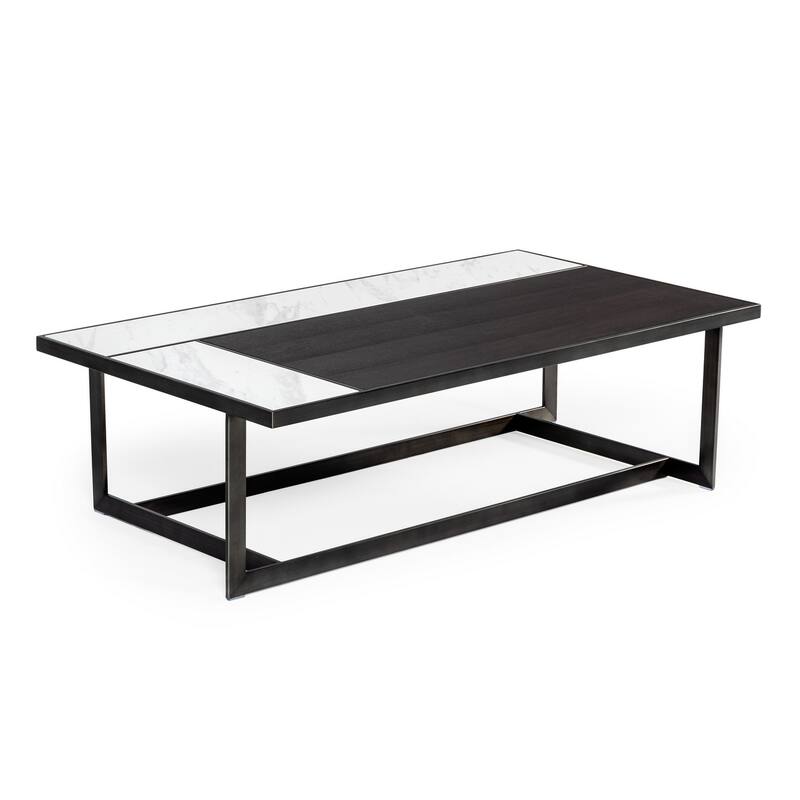 Modrest Fargo Modern Ceramic & Grey Walnut Coffee Table