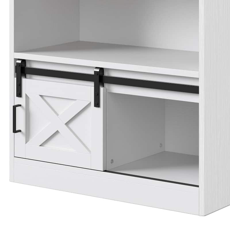 Moasis Farmhouse Kitchen Bakers Rack with Storage Shelves Microwave Oven Stand