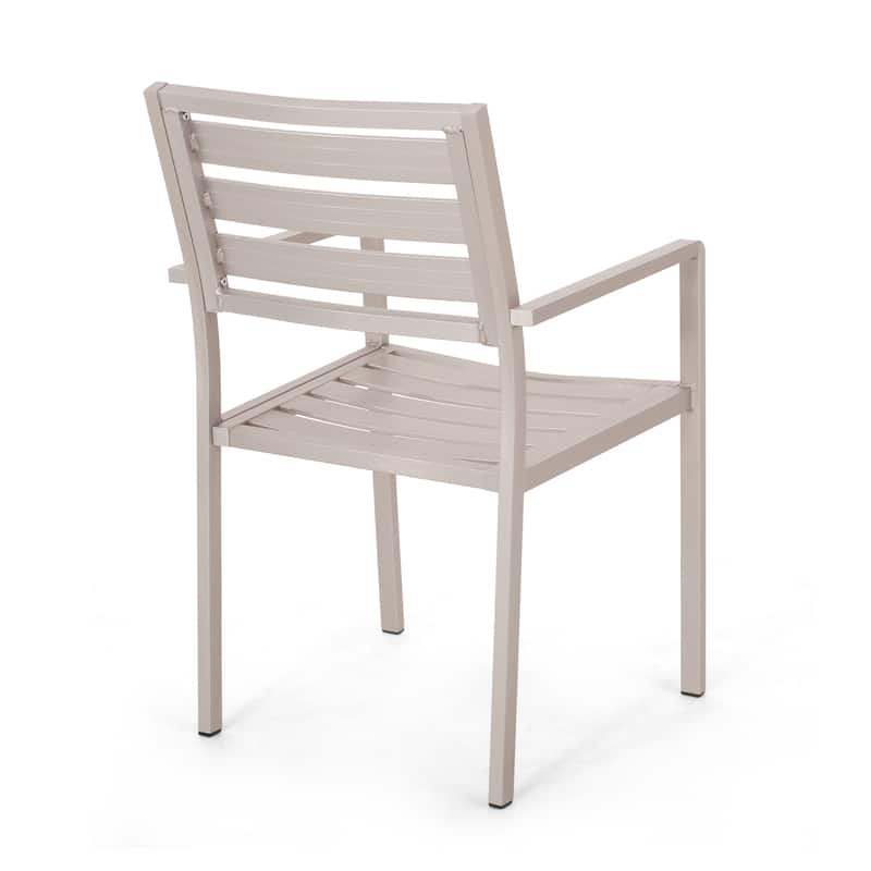 Roomfitters Outdoor Modern Aluminum Dining Chairs, Set of 2, Stylish and Durable Design, Silver