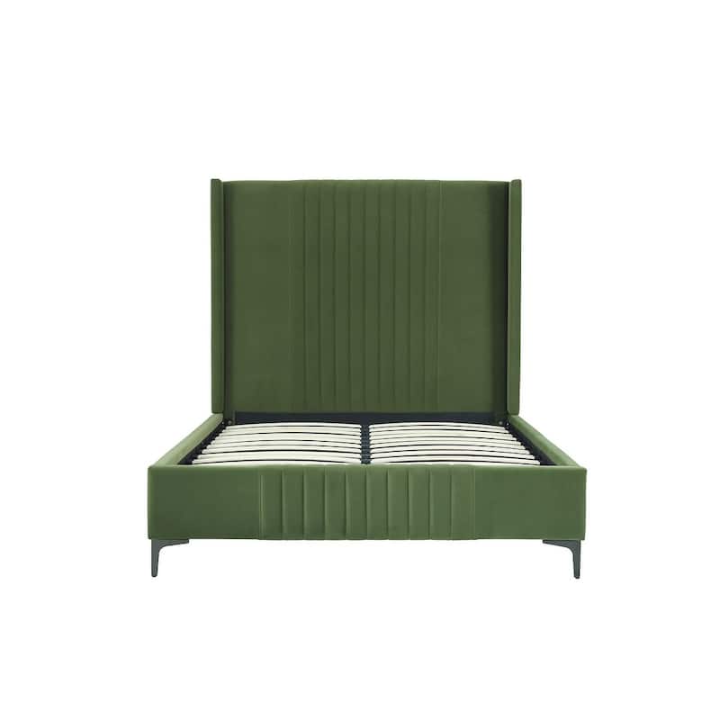 Manhattan Comfort Promenade Mid-Century Modern Velvet Upholstered Bed