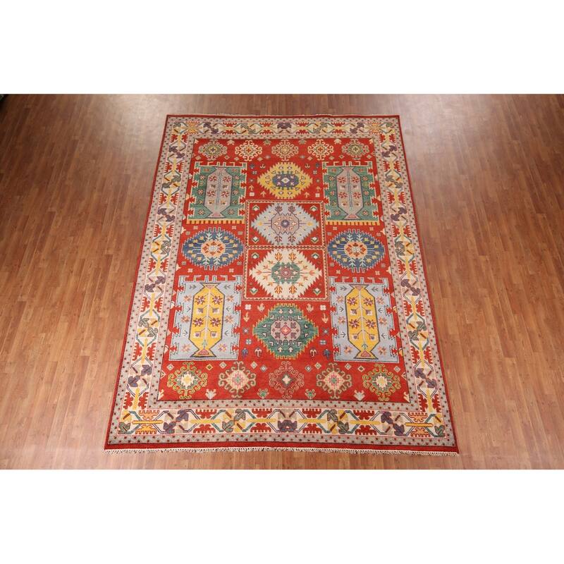 Heriz Serapi Indian Area Rug Handmade Geometric Wool Carpet - 8'10" x 11'9"